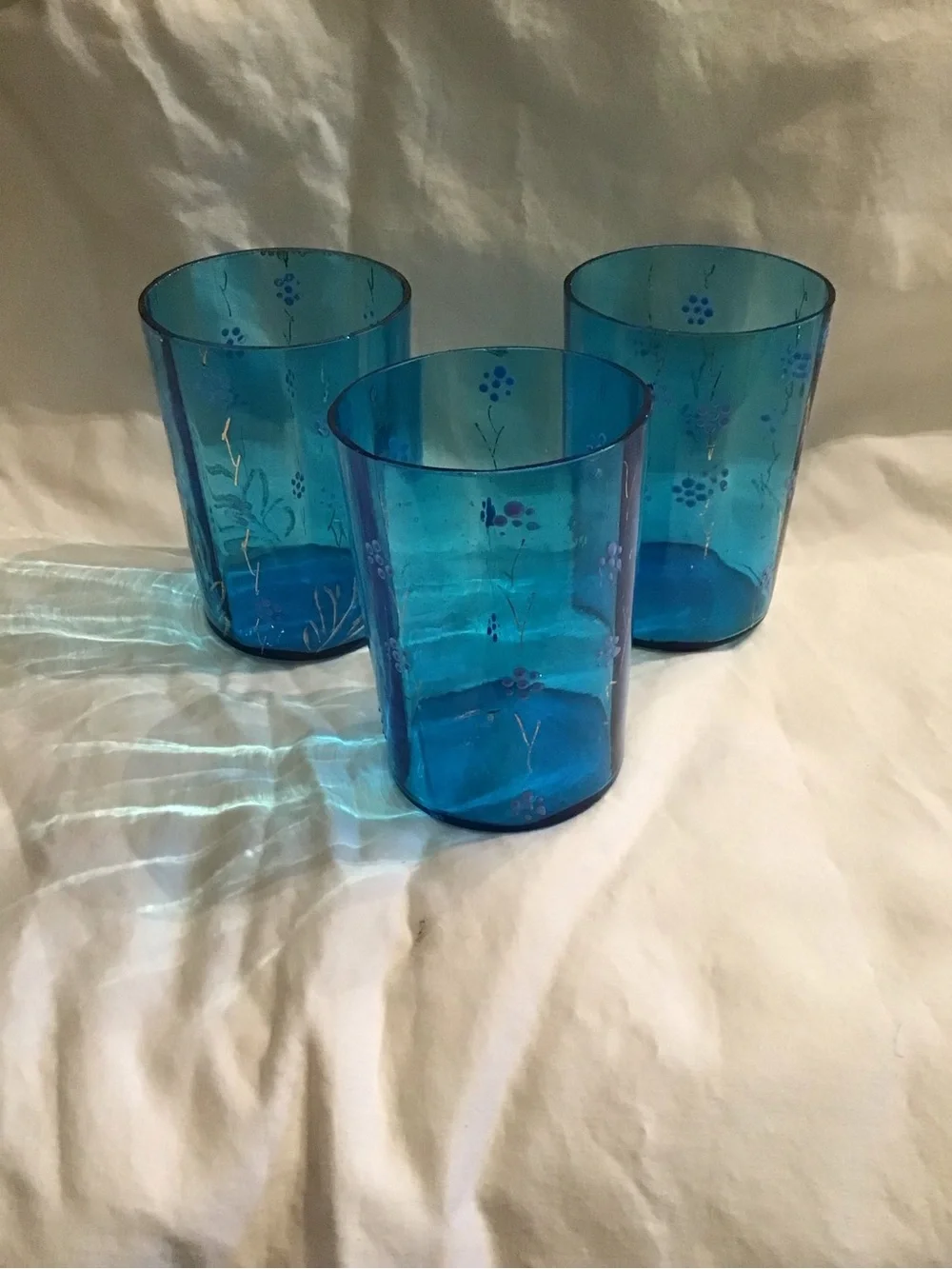 Blue Glass Ruffled Pitcher - Decorative Home Accent